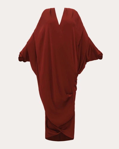 Andrea Iyamah Women's Tibara Draped Satin Kaftan In Red