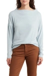 Renee C Brushed Knit Boat Neck Top In Blue