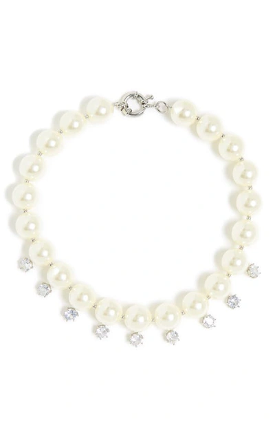 Tasha Imitation Pearl & Crystal Collar Necklace In Ivory