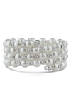 Jardin Imitation Pearl & Crystal Wire Wrap Bracelet In White/ Clear/ Silver