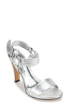 Karl Lagerfeld Cieone Croc Embossed Sandal In Silver