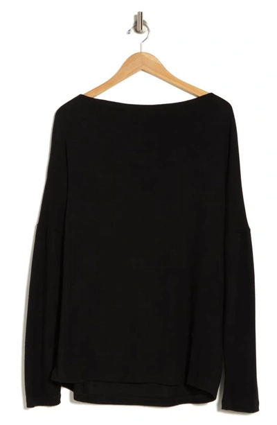 Renee C Brushed Knit Long Sleeve Top In Black