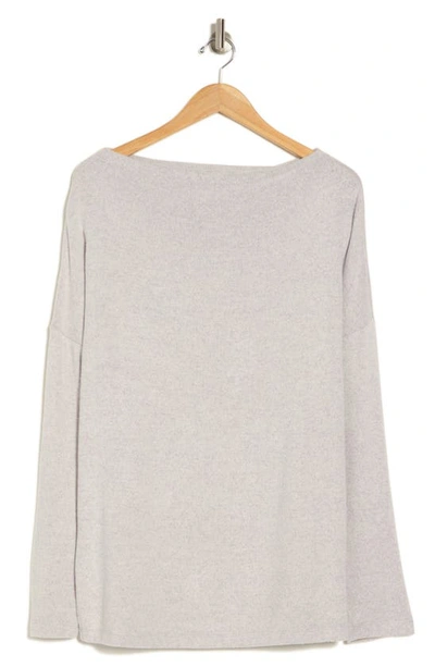 Renee C Brushed Knit Long Sleeve Top In Heather Grey