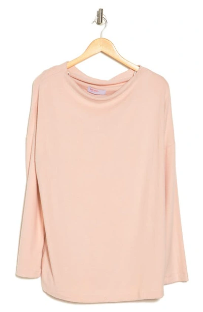 Renee C Brushed Knit Long Sleeve Top In Pink