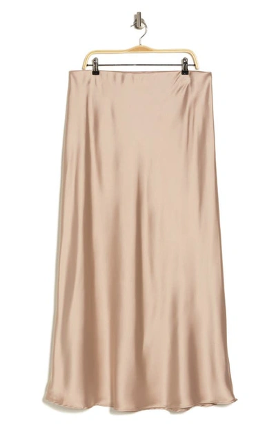 Renee C Satin A-line Skirt In Beige