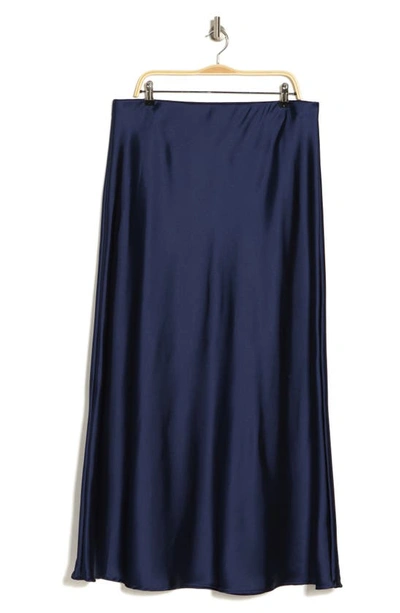 Renee C Satin A-line Skirt In Navy