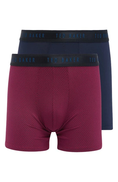 Ted Baker Boxer Briefs In Beet Red/ Navy
