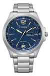 Citizen Eco-drive Stainless Steel Bracelet Watch, 44mm In Silver-tone/ Blue