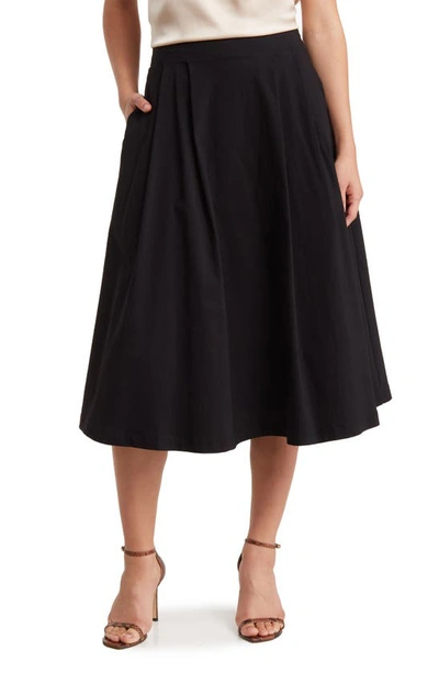 Renee C Pleated Midi Skirt In Black