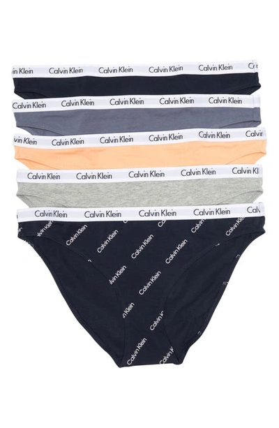 Calvin Klein Logo Bikini In Black/ Grey/ Peach