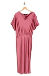 Renee C Satin Off The Shoulder Dress In Dark Pink