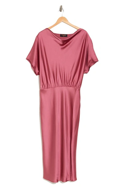 Renee C Satin Off The Shoulder Dress In Dark Pink