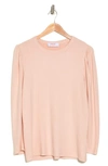 Renee C Long Sleeve Puff Shoulder Top In Blush