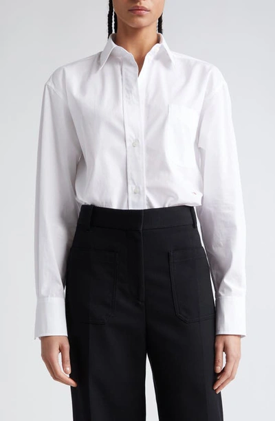Victoria Beckham Oversize Cotton Poplin Button-up Shirt In White