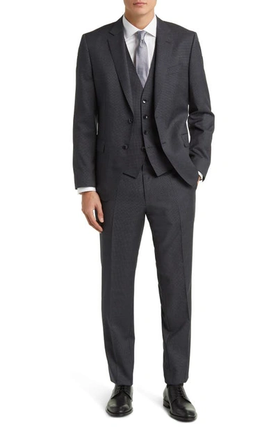 Hugo Boss Huge Wool 3-piece Suit In Medium Grey