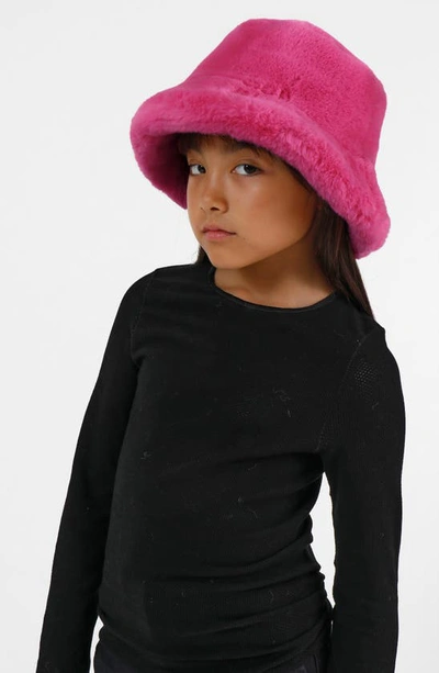 Apparis Kids' Faux Fur Bucket Hat In Confetti Pink