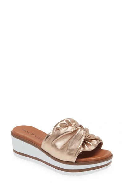 Ron White Priccila Water Resistant Wedge Sandal In Rose Gold