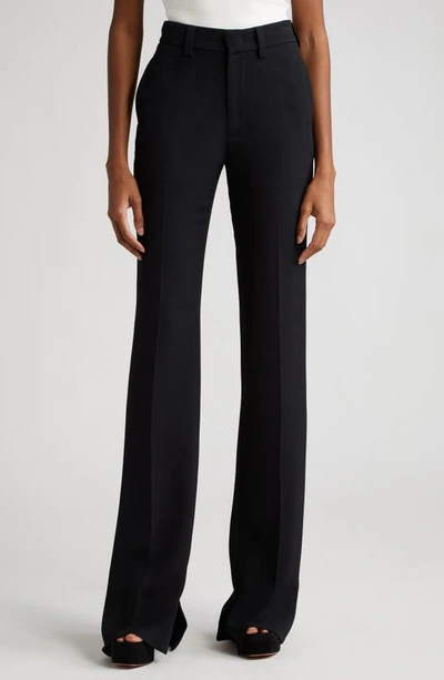 Brandon Maxwell The Peyton Slit Cuff Straight Leg Trousers In Black