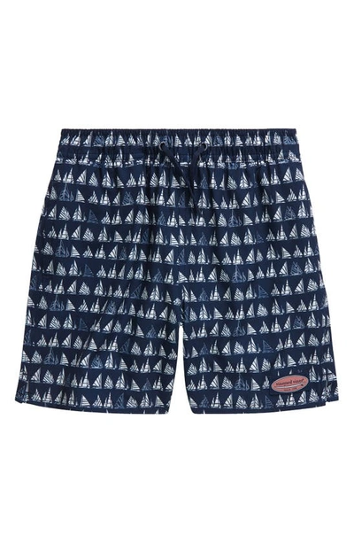 Vineyard Vines Kids' Chappy Crab Print Swim Trunks In Boat Parade Naut Nav