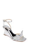 Badgley Mischka Luciana Ankle Strap Wedge Sandal In Silver