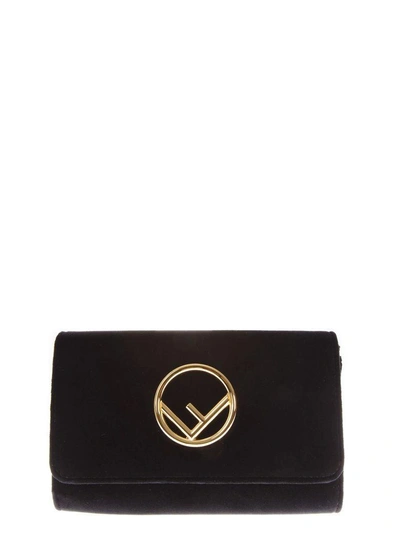 Fendi Wallet In Velvet In Black