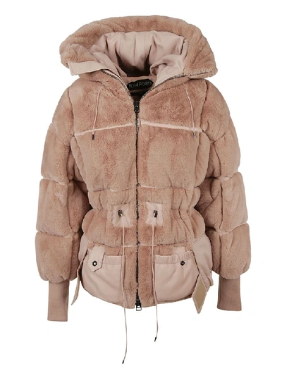 Tom Ford Oversized Faux-fur Puffer Coat, Light Pink In Rosewater