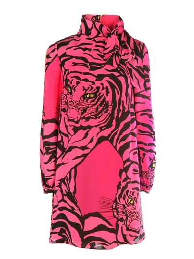 pink tiger print dress Pink Stripes Tiger Print Dress: Handmade Cotton Gauze Midi