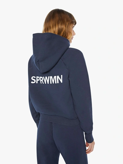 Sprwmn Shrunken Raglan Hoodie Navy In Blue