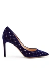 Valentino Garavani Rockstud Spike Velvet Point-toe Pumps In Navy