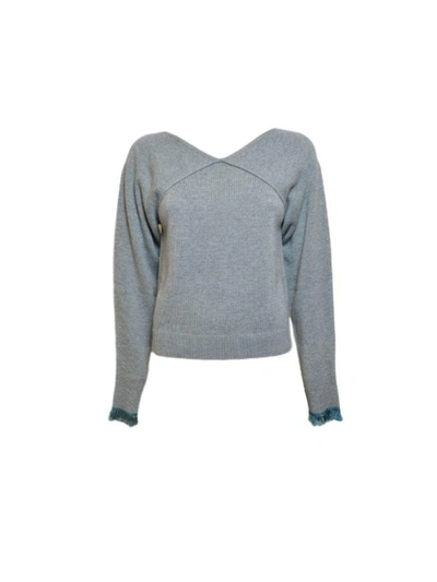 Chloé Cropped V-neck Sweater In Radiant Grey
