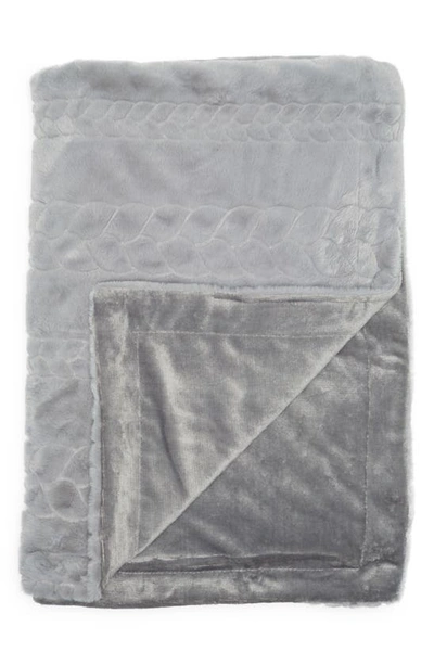 Bcbg Embroidered Faux Fur Throw Blanket In Sharkskin