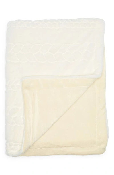 Bcbg Embroidered Faux Fur Throw Blanket In String