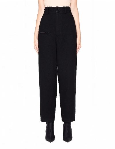 Y's Belted Wool Trousers In Black