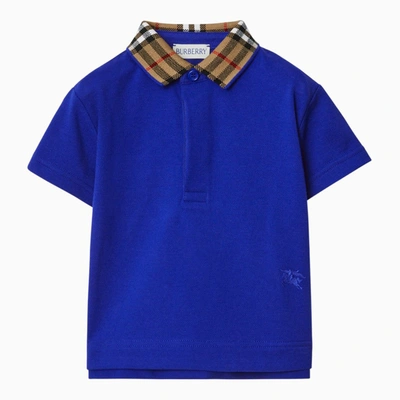 Burberry Electric Blue Cotton Polo Shirt