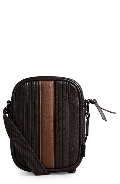 Ted Baker Ever Striped Flight Bag In Brown Chocolate