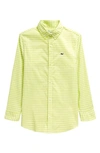 Vineyard Vines Kids' On-the-go Brrrº Gingham Button-down Shirt In Wild Lime