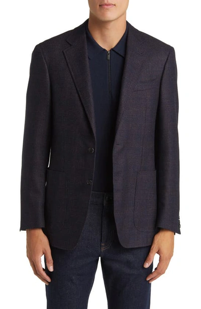 Canali Kei Trim Fit Mélange Wool Blend Sport Coat In Dark Red