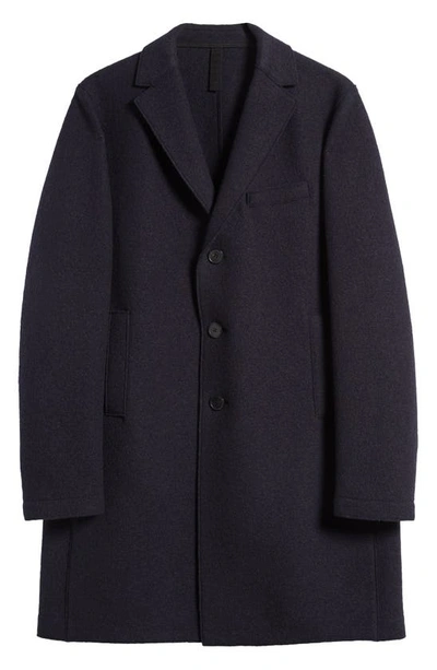 Harris Wharf London Boiled Wool Coat In Navy Blue 358