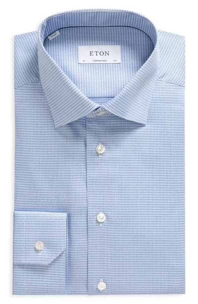 Eton Contemporary Fit Textured Twill Dress Shirt In Lt/ Pastel Blue