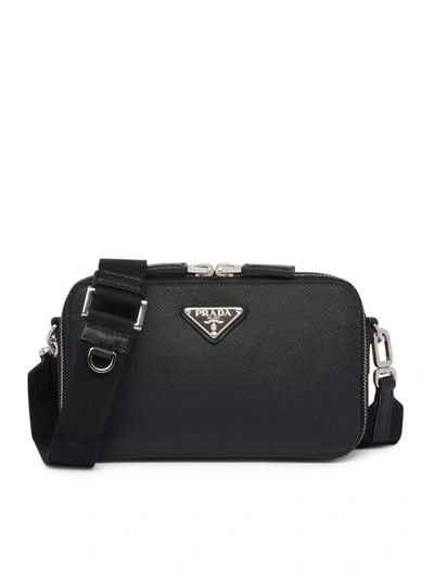 Prada Brique Bag In Saffiano In Black