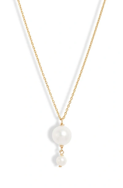 Poppy Finch Cultured Pearl Pendant Necklace In Gold