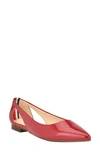 Tommy Hilfiger Velahi Pointed Toe Flat In Red- Faux Patent Leather- Pu