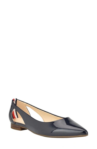 Tommy Hilfiger Velahi Pointed Toe Flat In Dark Blue