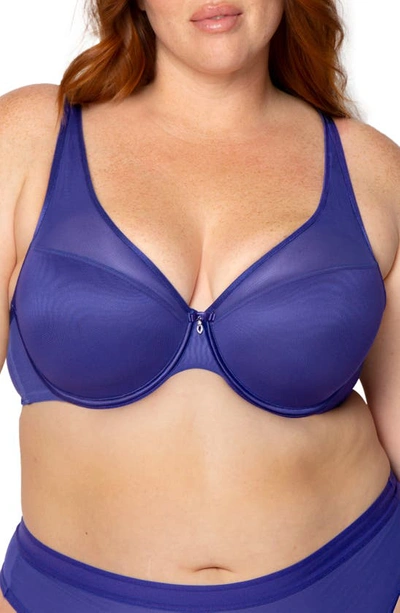 Curvy Couture Underwire Plunge Bra In Cosmic Blue