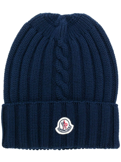 Moncler Ribbed Beanie - Blue