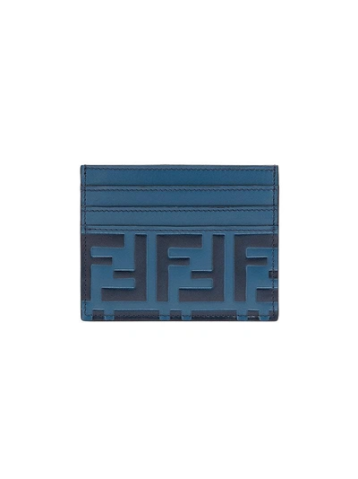 Fendi Ff Logo Card Holder In Blue