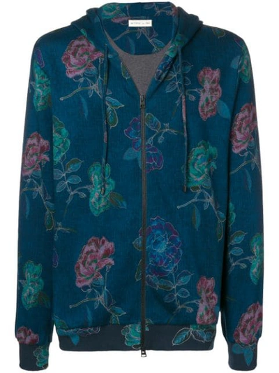 Etro Floral Print Jacket In Blue