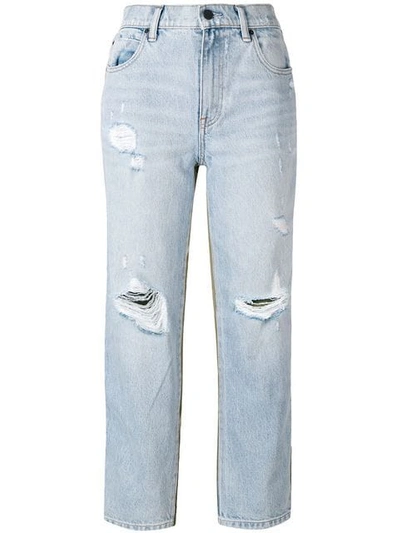Alexander Wang T Ripped Denim And Khaki Trousers In Blue