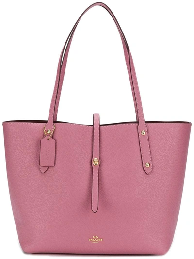 Coach Polished Pebbled Leather Market Tote In Rose/light Gold