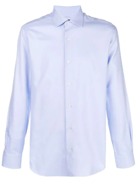 Barba Slim Button Shirt In Blue | ModeSens